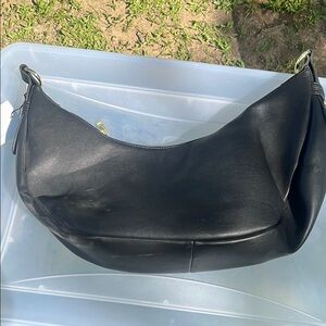Black Leather Hobo Bag with Minimalist Design